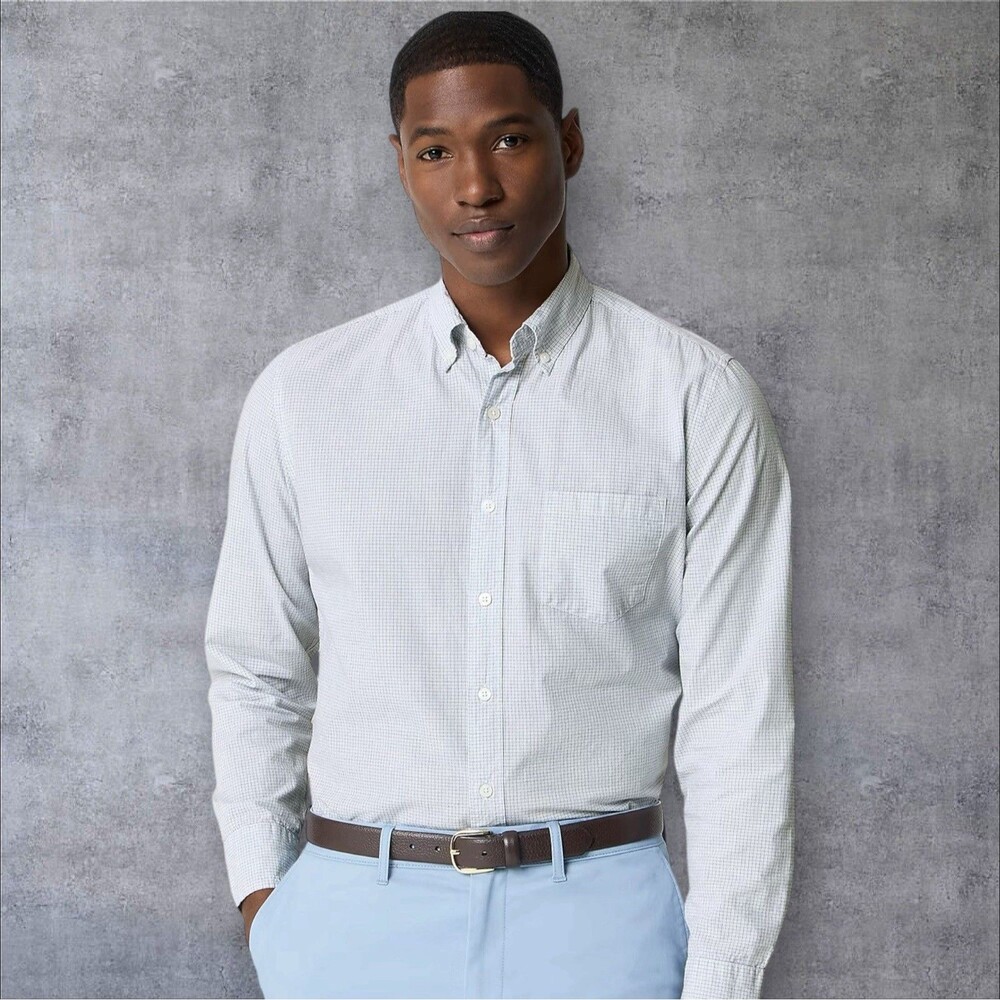 J Crew Button Down Shirt Mens XL Classic Fit Flex Washed White Pale Seascape NWT